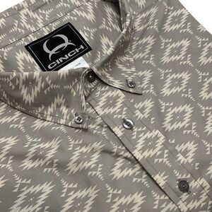 Cinch Arena Flex Performance Shirt Short Sleeve Men XXL Gray Southwest Geometric